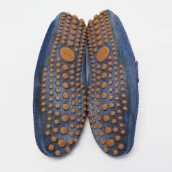 Gucci Blue Suede Web Slip On Loafers Size 42