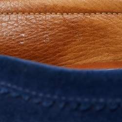 Gucci Blue Suede Web Slip On Loafers Size 42