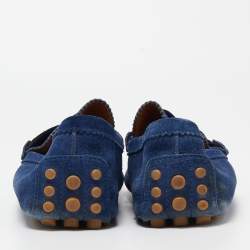 Gucci Blue Suede Web Slip On Loafers Size 42