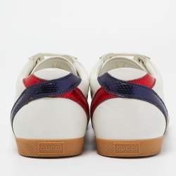 Gucci White Leather and Suede GG Lace Up Sneakers Size 41.5  