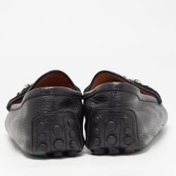 Gucci Black Leather Horsebit Slip On Loafers Size 42