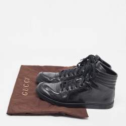 Gucci Black Leather Coda High Top Sneakers Size 46