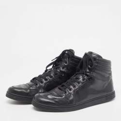 Gucci Black Leather Coda High Top Sneakers Size 46