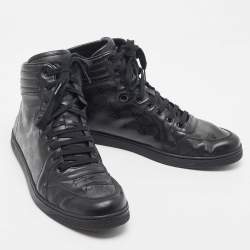 Gucci Black Leather Coda High Top Sneakers Size 46