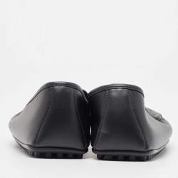 Pre Owned Gucci Black Guccissima Leather Penny Slip On Loafers size 44.5