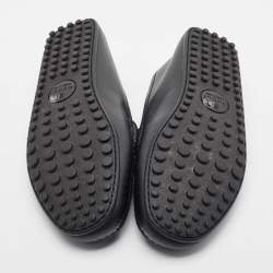 Pre Owned Gucci Black Guccissima Leather Penny Slip On Loafers size 44.5