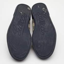 Pre Owned Gucci Navy blue/Grey GG Canvas and Suede Low Top Sneakers  Size 40.5