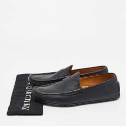 Pre Owned Gucci Black  Guccissima Leather Slip On Loafers Size 40