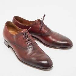 Gucci Brown Leather Lace Up Oxfords Size 43