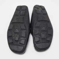Pre Owned Gucci Black Leather GG Marmont Web Driver Slip On Loafers Size 42