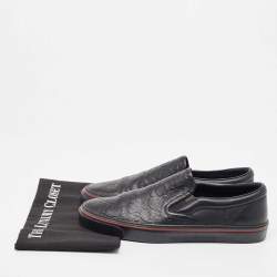 Pre Owned Gucci Black Guccissima Leather Slip On Sneakers Size 41