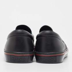 Pre Owned Gucci Black Guccissima Leather Slip On Sneakers Size 41