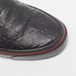 Pre Owned Gucci Black Guccissima Leather Slip On Sneakers Size 41