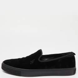 Gucci Black Velvet Slip On Sneakers Size 45