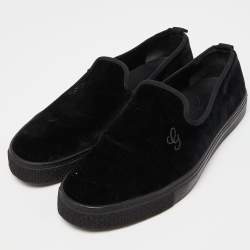 Gucci Black Velvet Slip On Sneakers Size 45