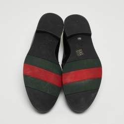 Gucci Black Leather Penny Slip On Loafers Size 44.5