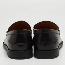 Gucci Black Leather Penny Slip On Loafers Size 44.5