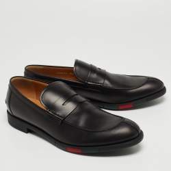 Gucci Black Leather Penny Slip On Loafers Size 44.5