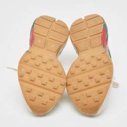 Gucci Cream Leather Web Print Rhyton Sneakers Size 41