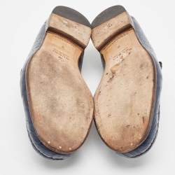 Pre Owned Gucci Navy Blue Crocodile Leather Horsebit Loafers Size 42