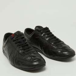 Gucci Black Guccissima Leather Low Top Sneakers Size 44.5 