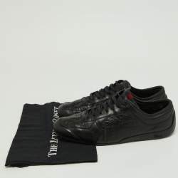 Gucci Black Guccissima Leather Low Top Sneakers Size 44.5 