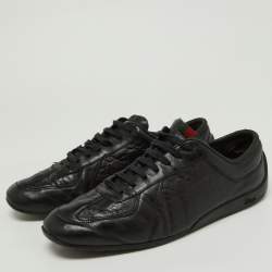 Gucci Black Guccissima Leather Low Top Sneakers Size 44.5 