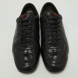 Gucci Black Guccissima Leather Low Top Sneakers Size 44.5 