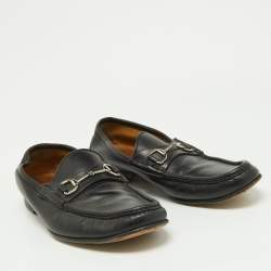 Gucci Black Leather Horsebit Loafers Size 44