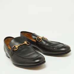 Pre Owned Gucci Black Leather Jordaan Loafers Size 40