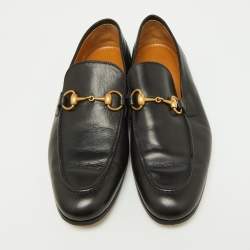 Pre Owned Gucci Black Leather Jordaan Loafers Size 40