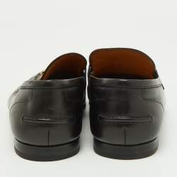 Pre Owned Gucci Black Leather Jordaan Loafers Size 40