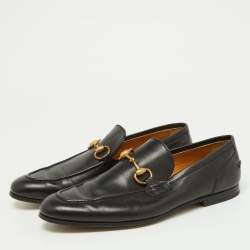 Gucci Black Leather Jordaan Loafers Size 40