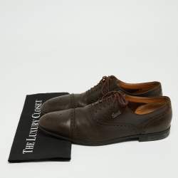 Gucci Brown Leather Brogue Oxfords Size 45.5