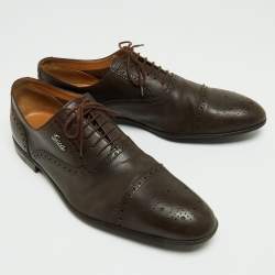 Gucci Brown Leather Brogue Oxfords Size 45.5