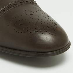 Gucci Brown Leather Brogue Oxfords Size 45.5