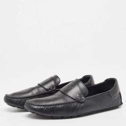Gucci Black Leather Slip On Loafers Size 44.5