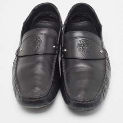 Gucci Black Leather Slip On Loafers Size 44.5