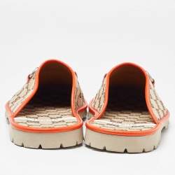 Gucci x The North Face Beige/Orange GG Canvas and Leather Slide Flats Size 43