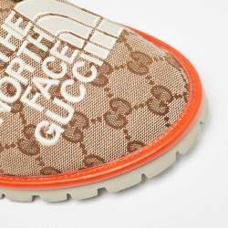 Gucci x The North Face Beige/Orange GG Canvas and Leather Slide Flats Size 43