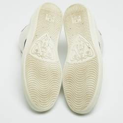 Gucci White/Blue Leather Embroidered Bee Web Ace High-Top Sneakers Size 41.5