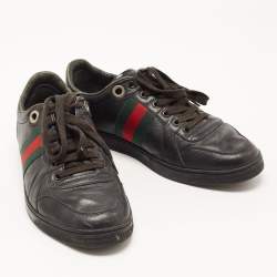 Gucci Black Leather Low Top Sneakers Size 41