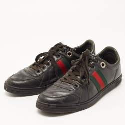 Gucci Black Leather Low Top Sneakers Size 41