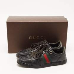 Gucci Black Leather Low Top Sneakers Size 41