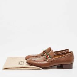 Pre Owned Gucci Brown Leather Brixton Loafers Size 41.5