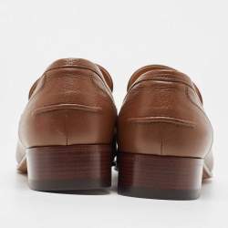 Pre Owned Gucci Brown Leather Brixton Loafers Size 41.5