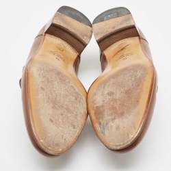 Pre Owned Gucci Brown Leather Brixton Loafers Size 41.5