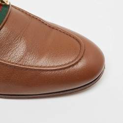 Pre Owned Gucci Brown Leather Brixton Loafers Size 41.5