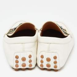 Gucci Off White Leather Web Horsebit Loafers Size 41