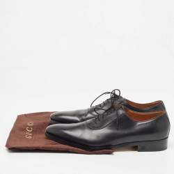 Pre Owned Gucci Black Leather Lace Up Oxfords Size 45